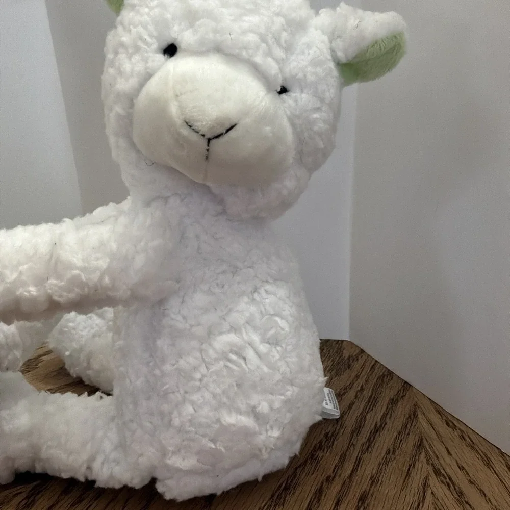DMC‎ White Sherpa Lamb Plush Stuffed Animal Green Accents PA-17292 CN Long Limbs
